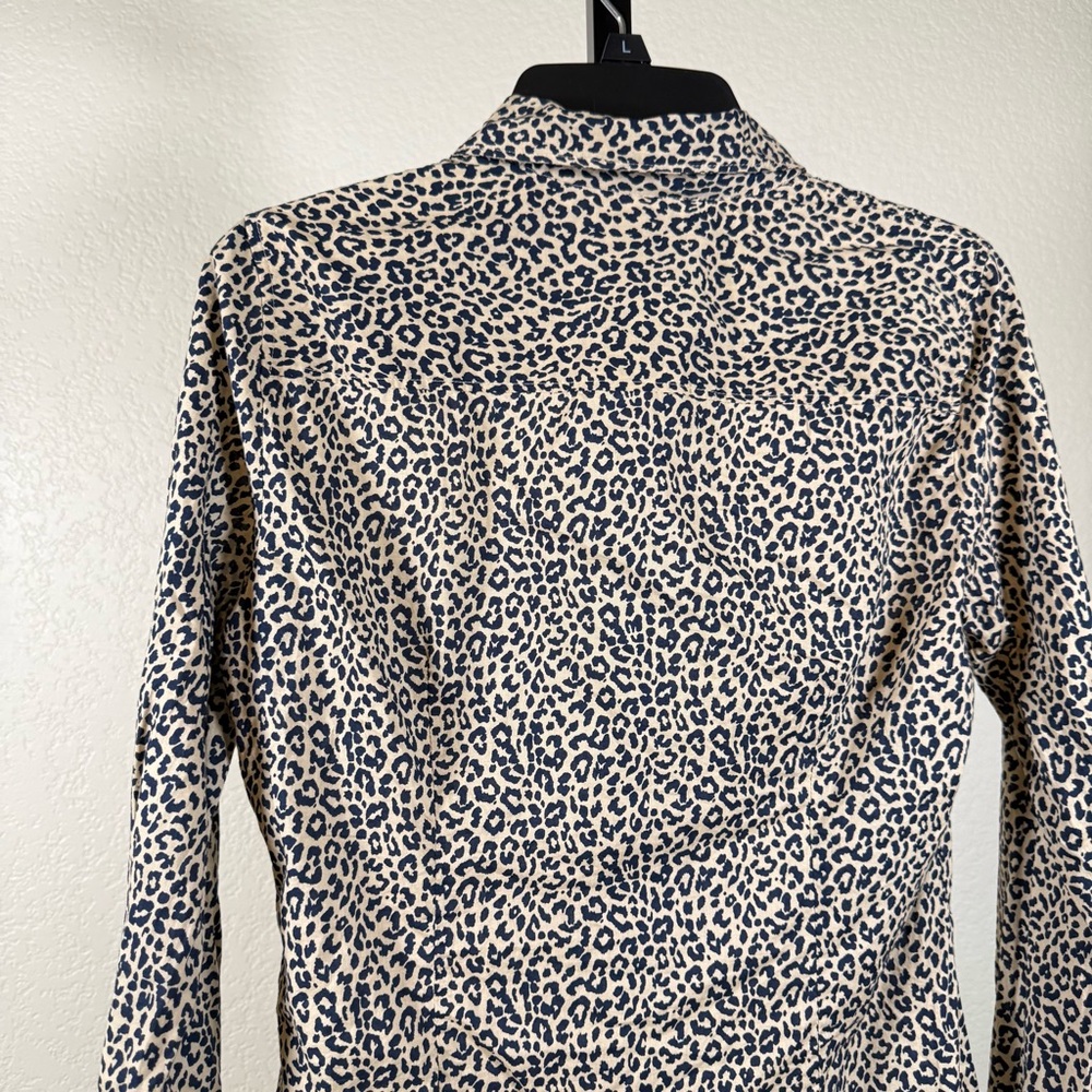 J Crew Leopard Print Button Down Small Classic Animal Print Lightweight Workwear - Picture 10 of 11